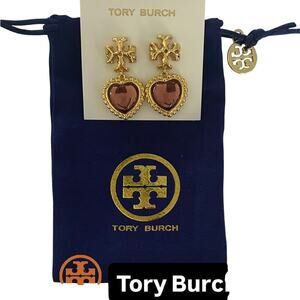 TORY BURCH ROXANNE RED /GOLD 18k GOLD PLATED EARRINGS NWT